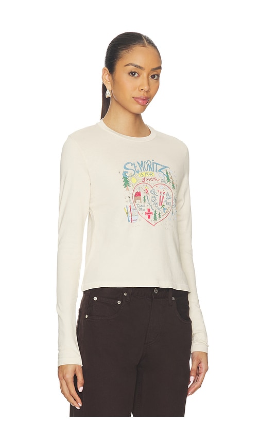 Daydreamer St. Moritz Is For Lovers Long Sleeve Crop Graphic T-shirt In White