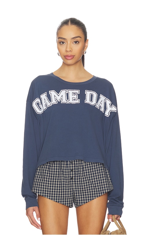 Daydreamer Game Day Meet & Greet Long Sleeve Top In Blue