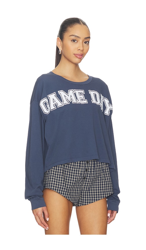 Daydreamer Game Day Meet & Greet Long Sleeve Top In Blue