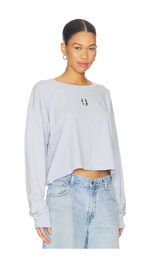  Daydreamer Cow Pattern Horseshoe Meet & Greet Long Sleeve Top In Baby Blue. Taglia S. Also In Xs, L, Xl. 