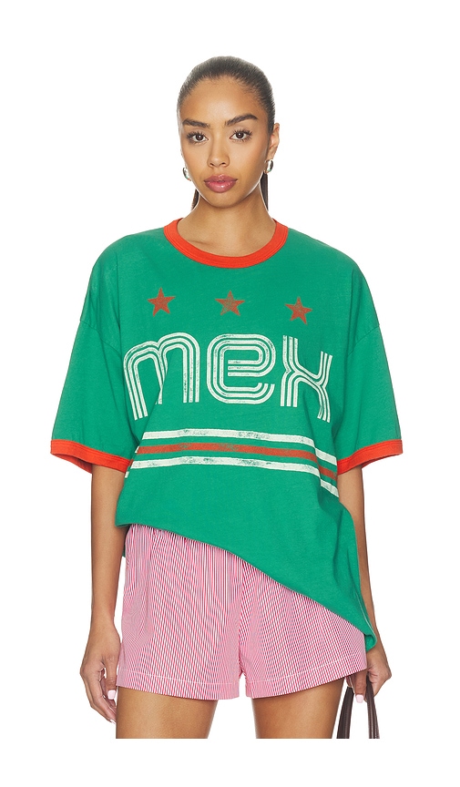 DAYDREAMER Mexico World Cup Oversized Ringer Tee in Jade Combo