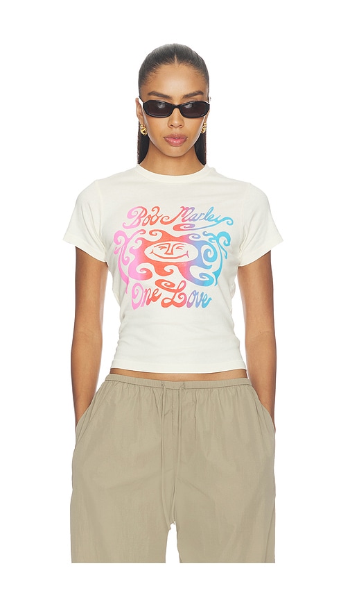 Daydreamer Bob Marley One Love Gradient Vintage Tee In Gray
