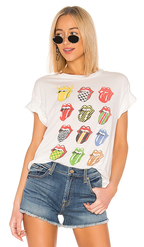 DAYDREAMER Rolling Stones 12 Tongues Tee in Vintage White | REVOLVE