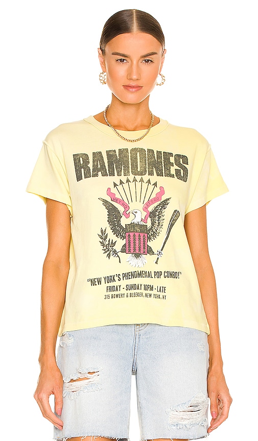 Daydreamer The Ramones Bowery and Bleeker saving Reverse Girlfriend Tee Yellow Medium