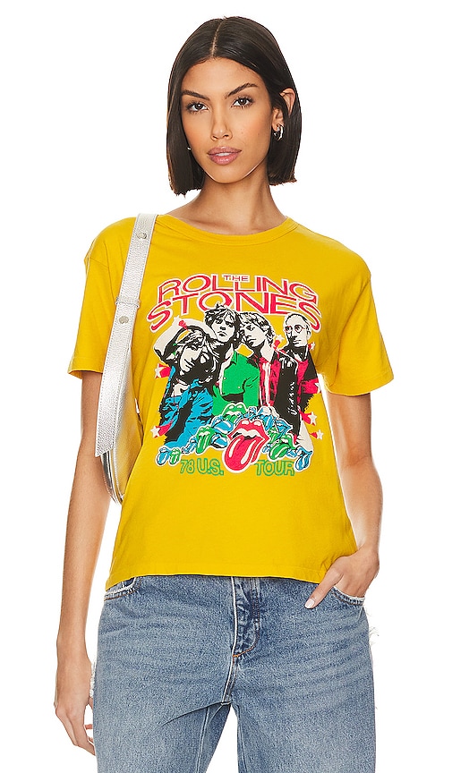 Daydreamer Rolling Stones 78 Us Tour Ringer Tee In Yellow