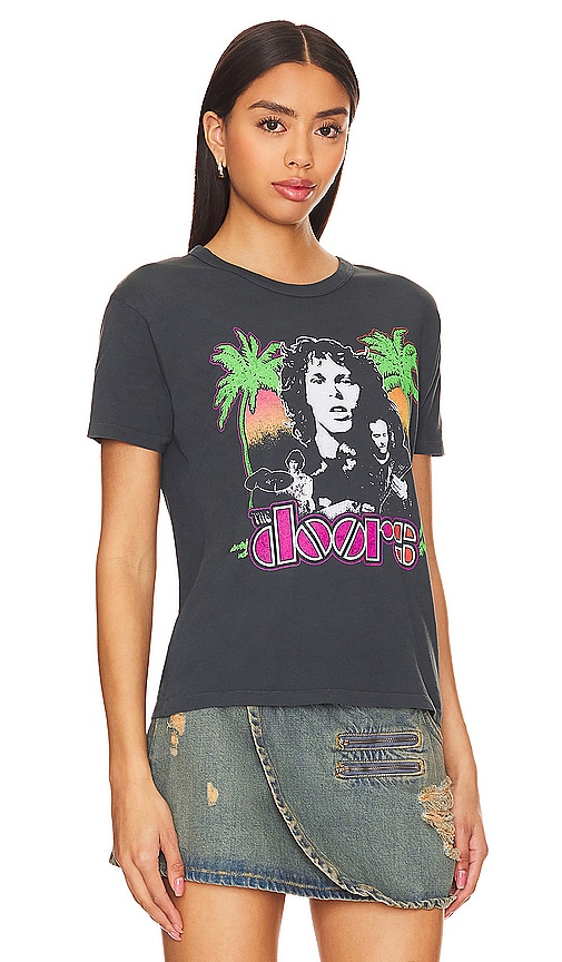 Shop Daydreamer The Doors Twin Palms Ringer Tee In 复古黑色