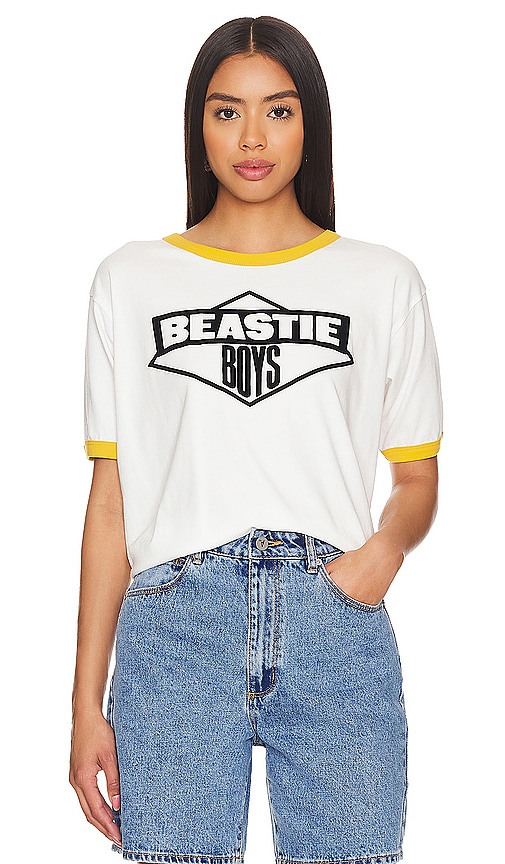 Shop Daydreamer Beastie Boys Logo 84-86 Ringer Tee In Vintage White & Gold