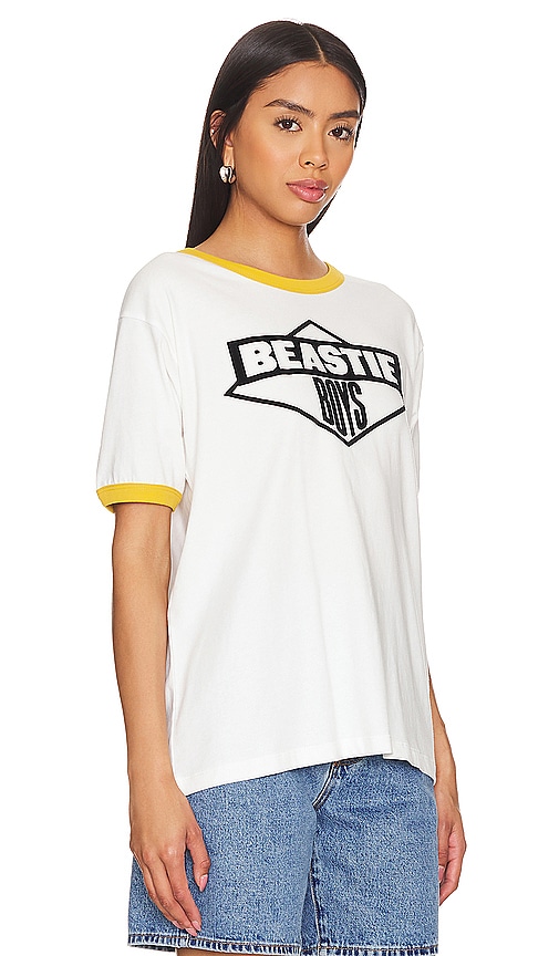 Shop Daydreamer Beastie Boys Logo 84-86 Ringer Tee In Vintage White & Gold