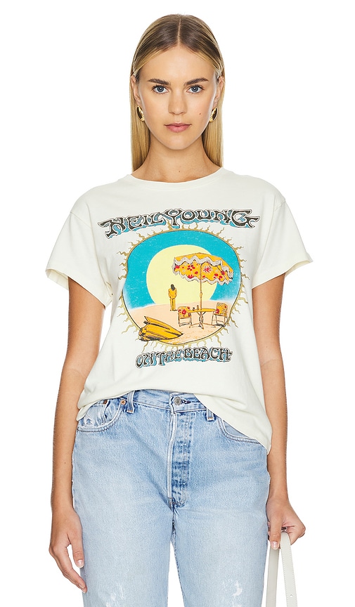 Shop Daydreamer Neil Young On The Beach Tour Tee In White