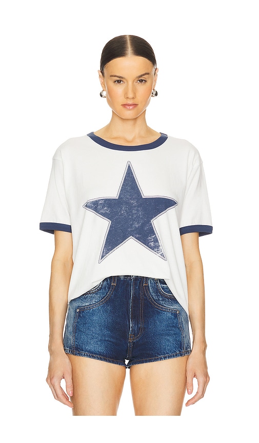 Shop Daydreamer Classic Star Oversized Ringer Tee In White