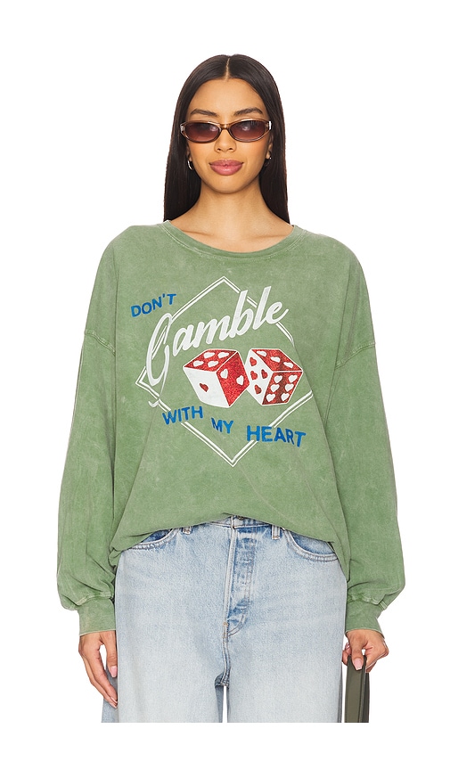 DAYDREAMER Don't Gamble With My Heart Long Sleeve in Stone Green Acid