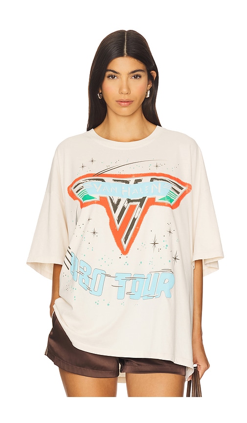 Van Halen 1980 Tour One Size Tee in White.