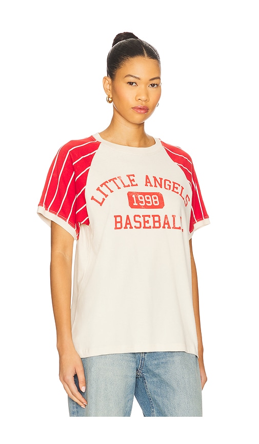 Daydreamer Little Angels Colorblock Cotton Graphic Baseball T-shirt In Yellow