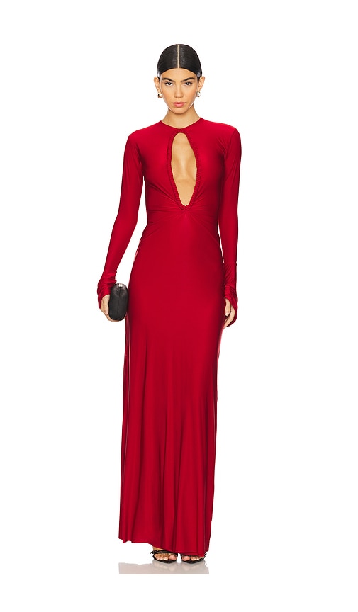 Deme By Gabriella Kai Gown In Maroon