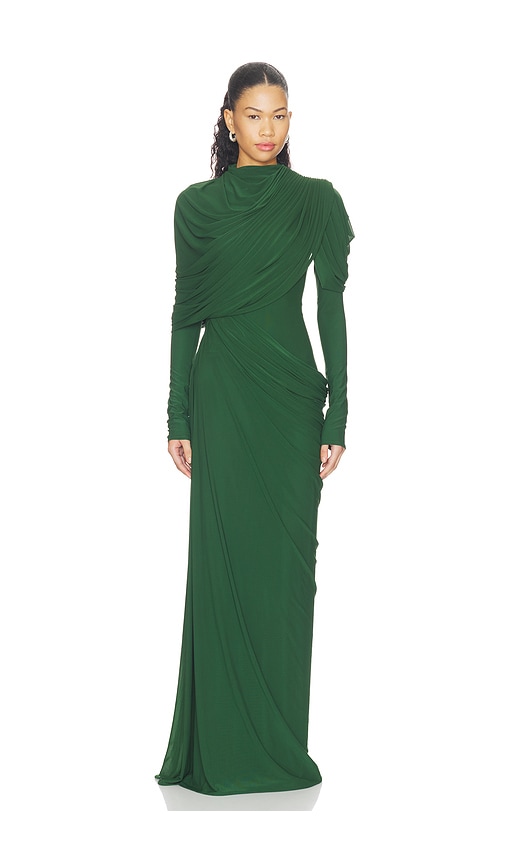 dark green long dress with sleeves formal green maxi dress