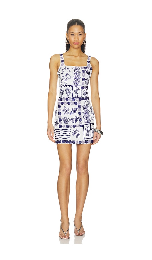 Oceanus Marie Sea Full Beaded Dress in Blue. Size L. Also in M, S, XS.