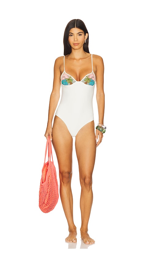 Seashell Crochet One Piece Swimsuit in White. - size XS (also in L, M, S)