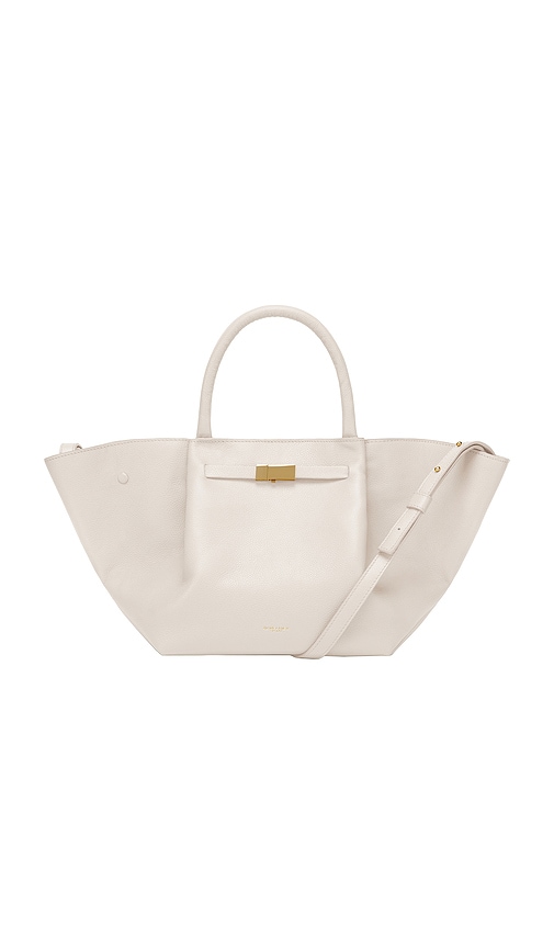 Shop Demellier London Midi New York Tote In Off White Small Grain