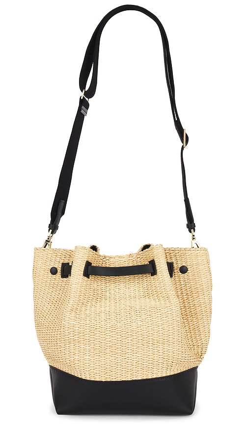 Shop Demellier London New York Bucket Bag In Warm Raffia & Black