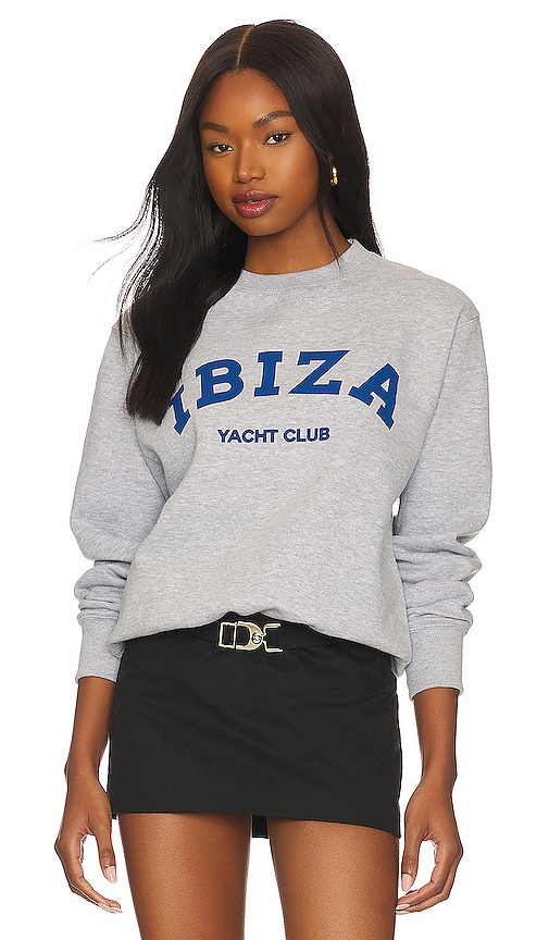 DEPARTURE Ibiza Crewneck in Heather Grey With Blue