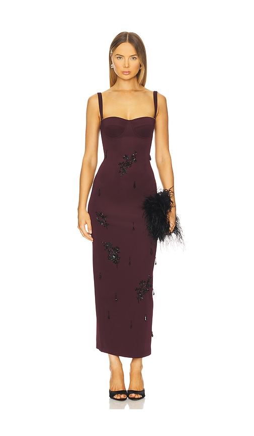 Des Phemmes Long Bustier Dress in Aubergine
