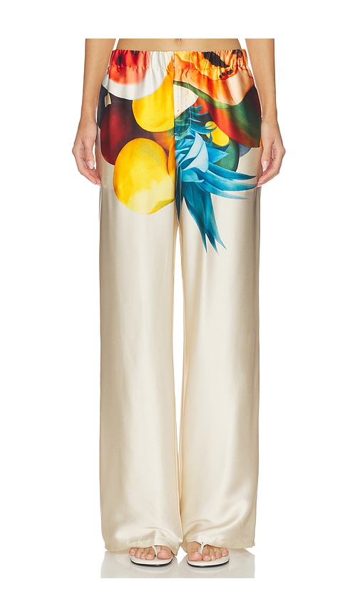 Donde Esteban White Salpicon Silk Pants