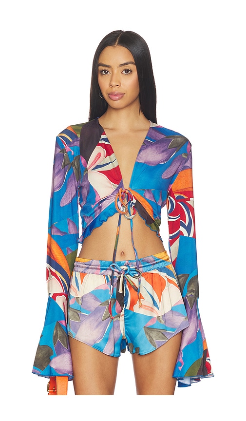 Donde Esteban Palenque Flores Jersey Blouse