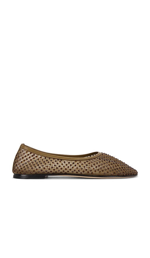 Dear Frances Balla Crystal-embellished Mesh Ballet Flats