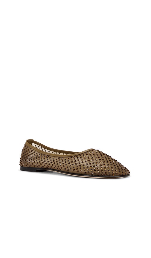 Dear Frances Balla Crystal-embellished Mesh Ballet Flats
