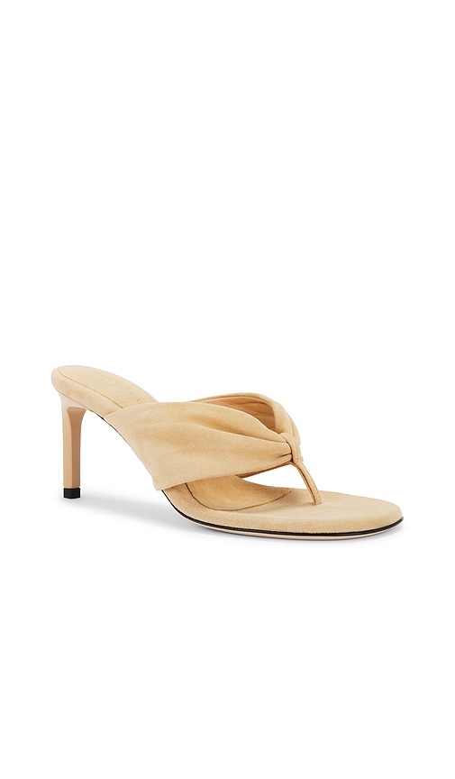 Dear Frances Suede Thong Stiletto Slide Sandals In 沙色仿麂皮