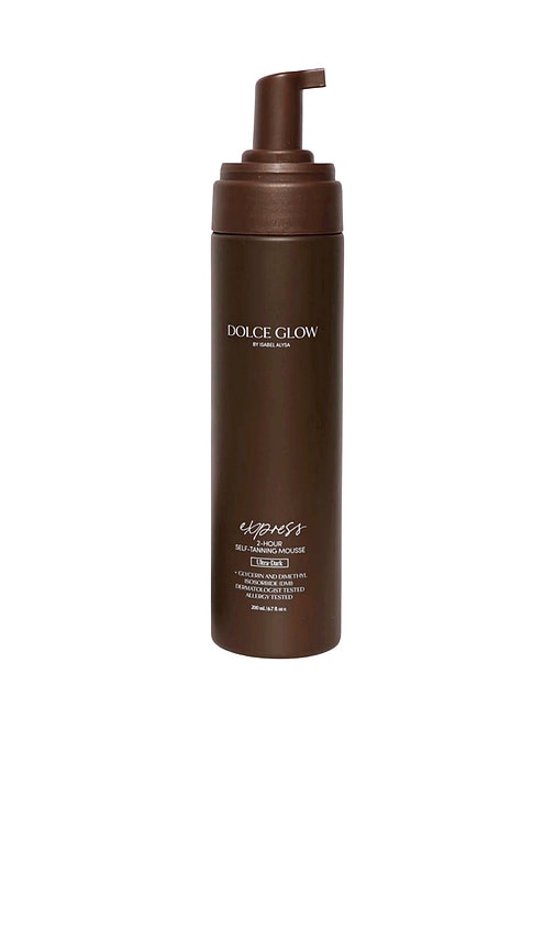 Dolce Glow Express Self-Tanning Mousse Ultra Dark in Dark Brown.