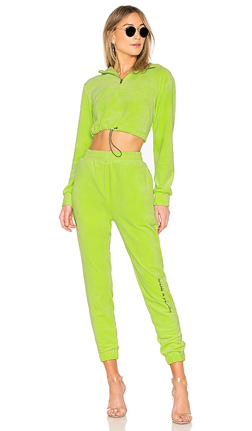 green velour sweatsuit