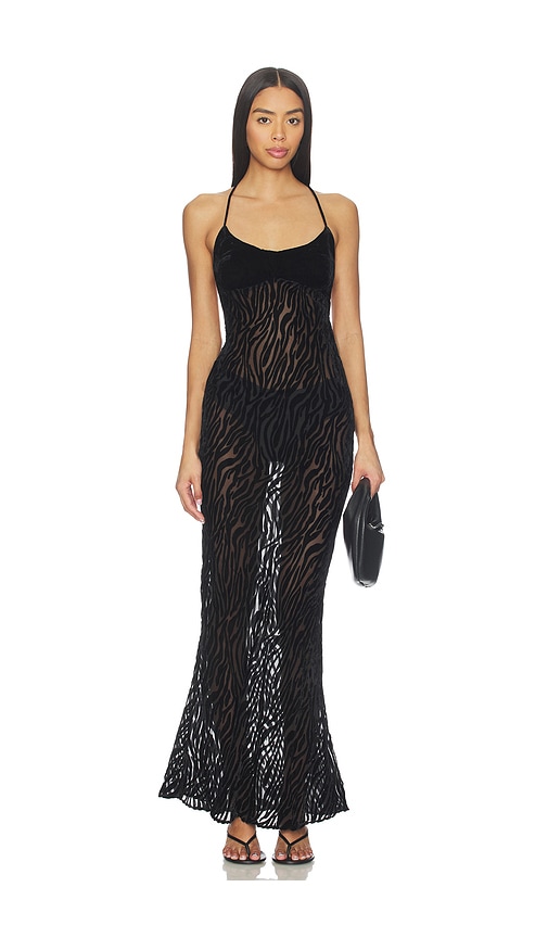 GUIZIO ROBE BURNOUT VELVET MAXI en Black Taille S Also en M 366 €