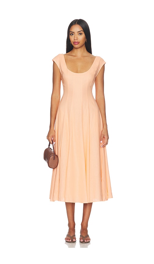 Guizio Leila Linen Dress In Peach