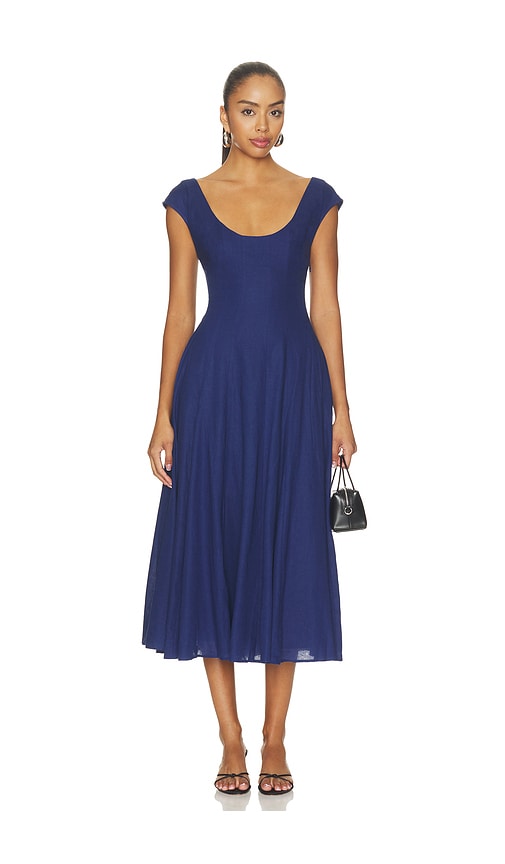 GUIZIO Leila Linen Dress in Royal. - size M (also in XS)