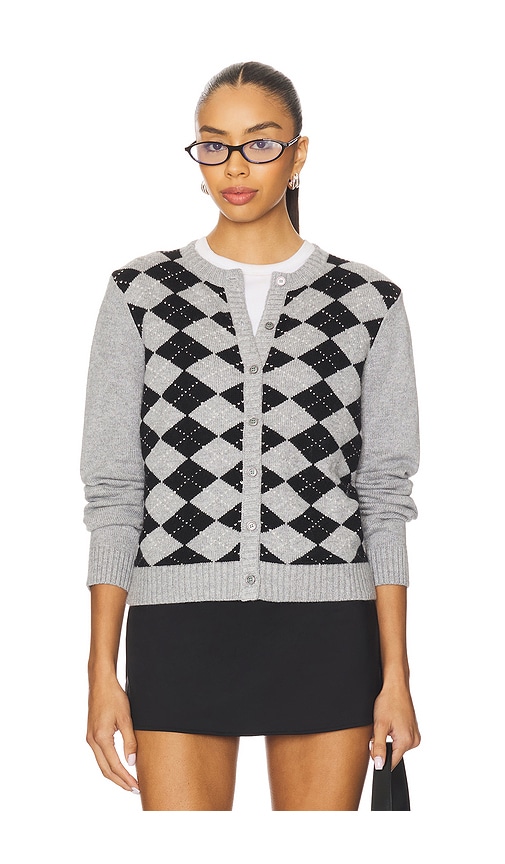 GUIZIO Relaxed Argyle Cardigan