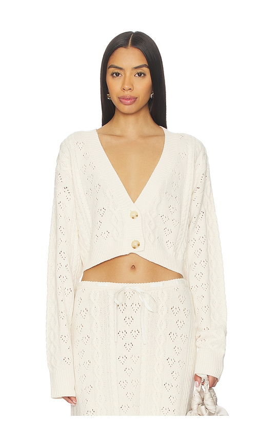 Guizio Noah Cable Crop Cardigan In White