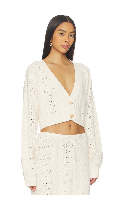 Guizio Noah Cable Crop Cardigan In White