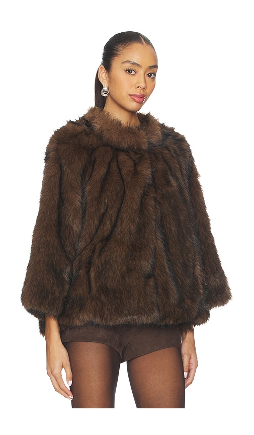 Guizio Faux Fur Topper In Brown