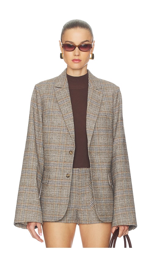 Guizio Oversized Tartan Blazer In Brown