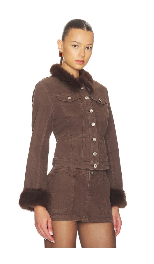 Guizio Ares Faux Fur Jacket In Brown