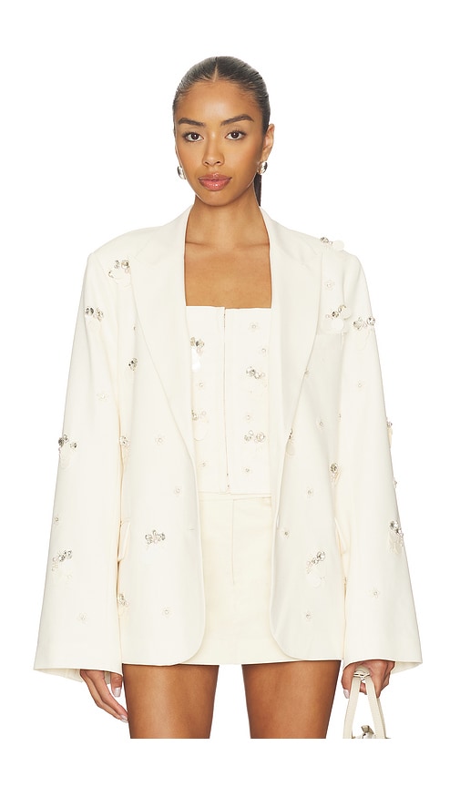GUIZIO VESTE EMBELLISHED OVERSIZED en Cream. Taille L. Also en XS, S.