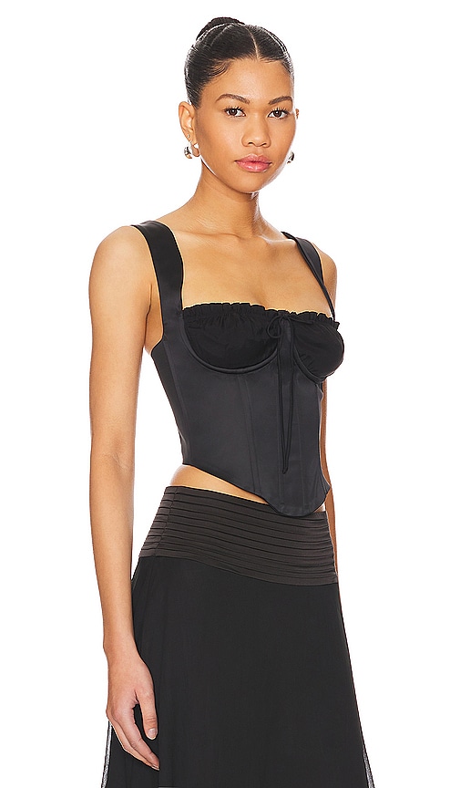 Shop Guizio Ruched Cup Bustier Top In 黑色