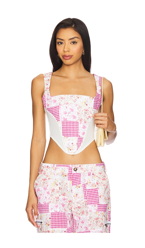 Mina Patchwork Corset in Pink. - size L (also in M, S, XL, XS, XXS) - GUIZIO - Modalova