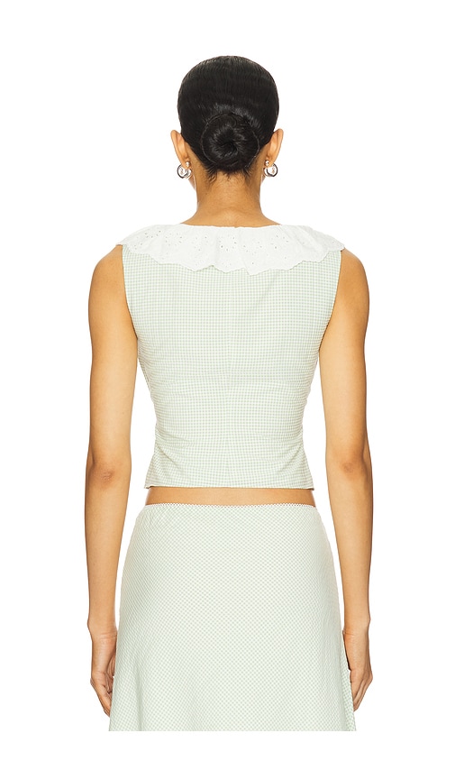  Guizio Gingham Paloma Lace Top In Green. Size Xxs. Also In S, M. 