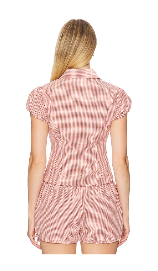  Guizio Liana Gingham Top In Red. Size Xs. Also In S. 