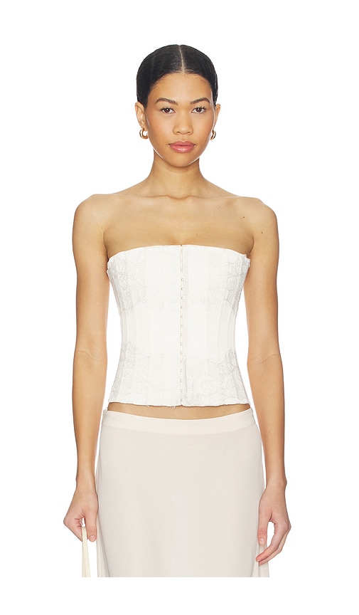 GUIZIO Lace Embellished Satin Corset en Ivory Taille XS Also en 165 €