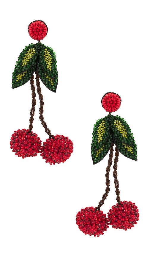 Deepa Gurnani Cherry Earrings in Red.