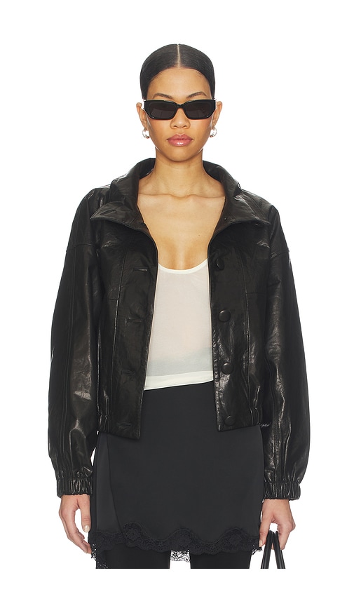Dodiee Kate Leather Bomber In Black