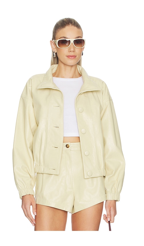 Dodiee Kate Leather Bomber In Yellow